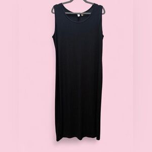 Los Angeles Woman Black Knit Sleeveless Long Dress Size Large LBD Teacher Casual